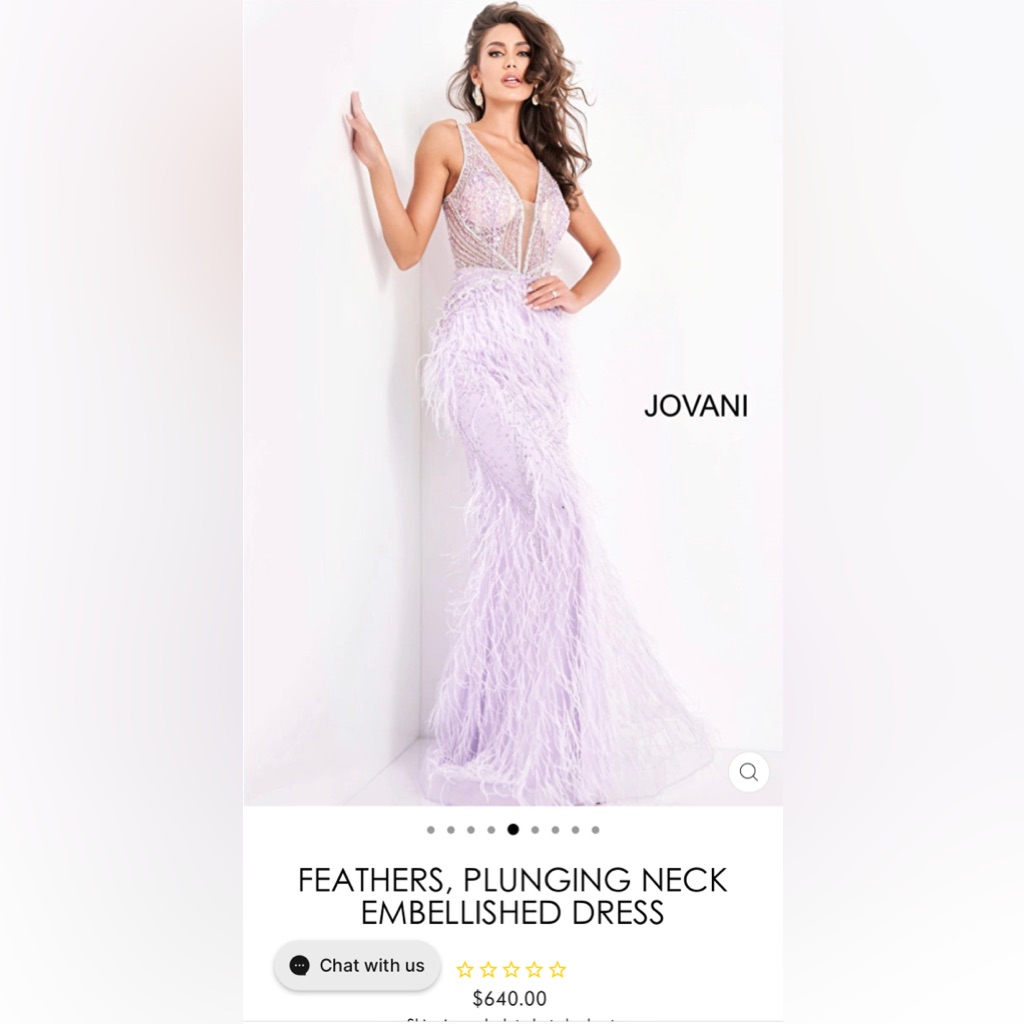 Camille La Vie Lavender Feathered Prom Dress
